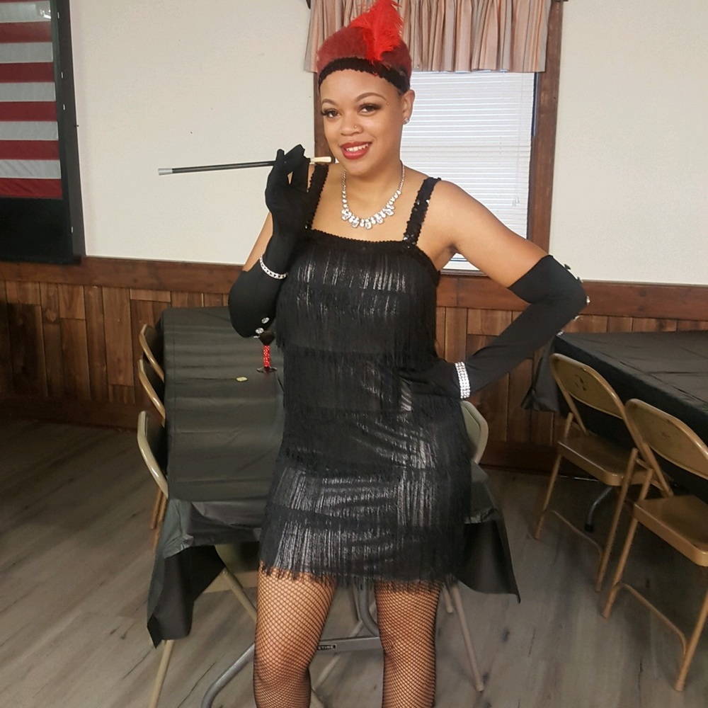 Dress, glove, head band